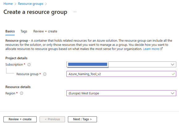 Create an Azure Resource Group