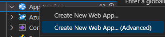 Azure Create New Web App