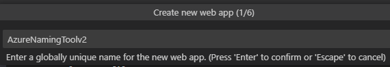 Azure Create New Web App Step 1