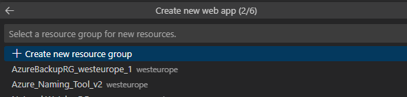 Azure Create New Web App Step 2