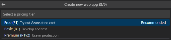 Azure Create New Web App Step 8